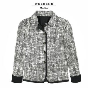 WEEKEND MAX MARA Women's Black/White Reversible Jacket Solid/Crosshatch Size 10